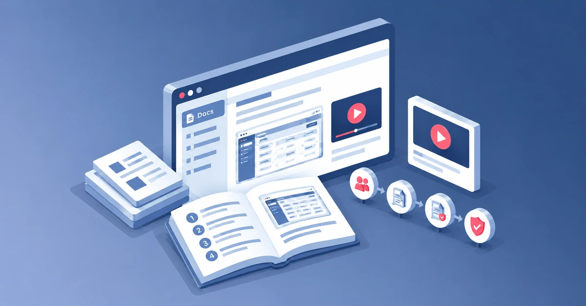 Platform documentation with step-by-step user guides, screenshots, workflow videos and connected insurance records